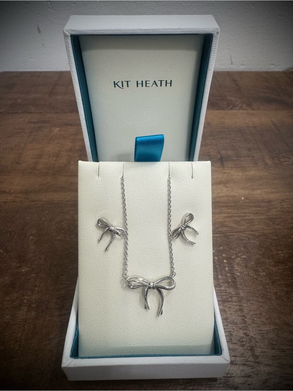 Sterling Silver Bow Necklace and Earring Set